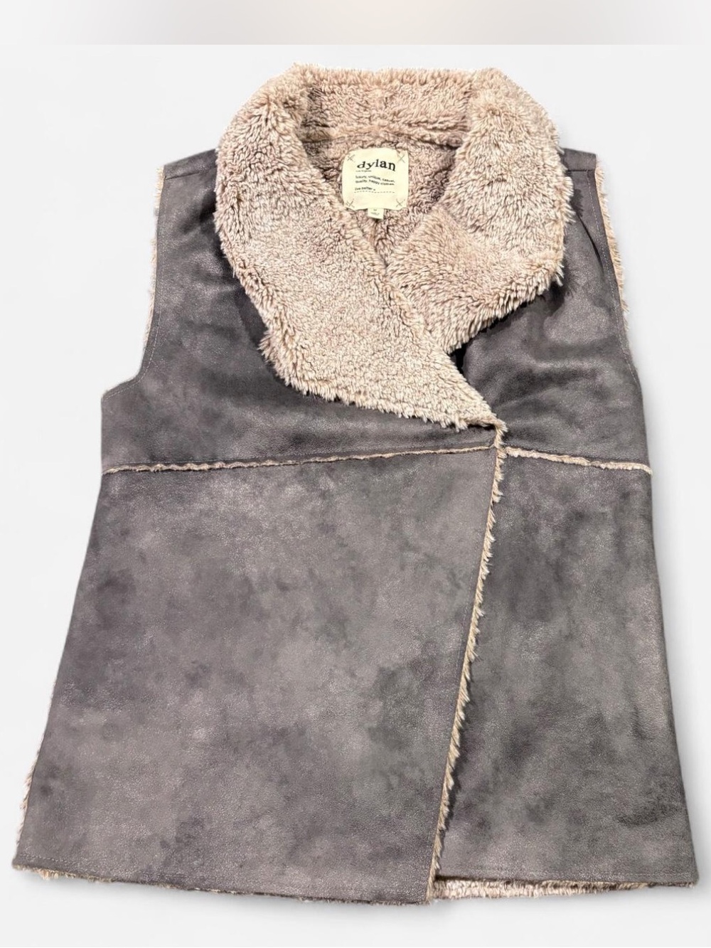 dylan Gray Vest with Cream Faux-Shearling Interior